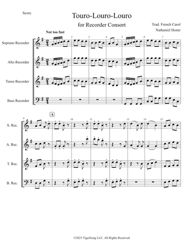 Touro Louro Louro (French Carol) for Recorder Consort (arr. Nathaniel Hontz)