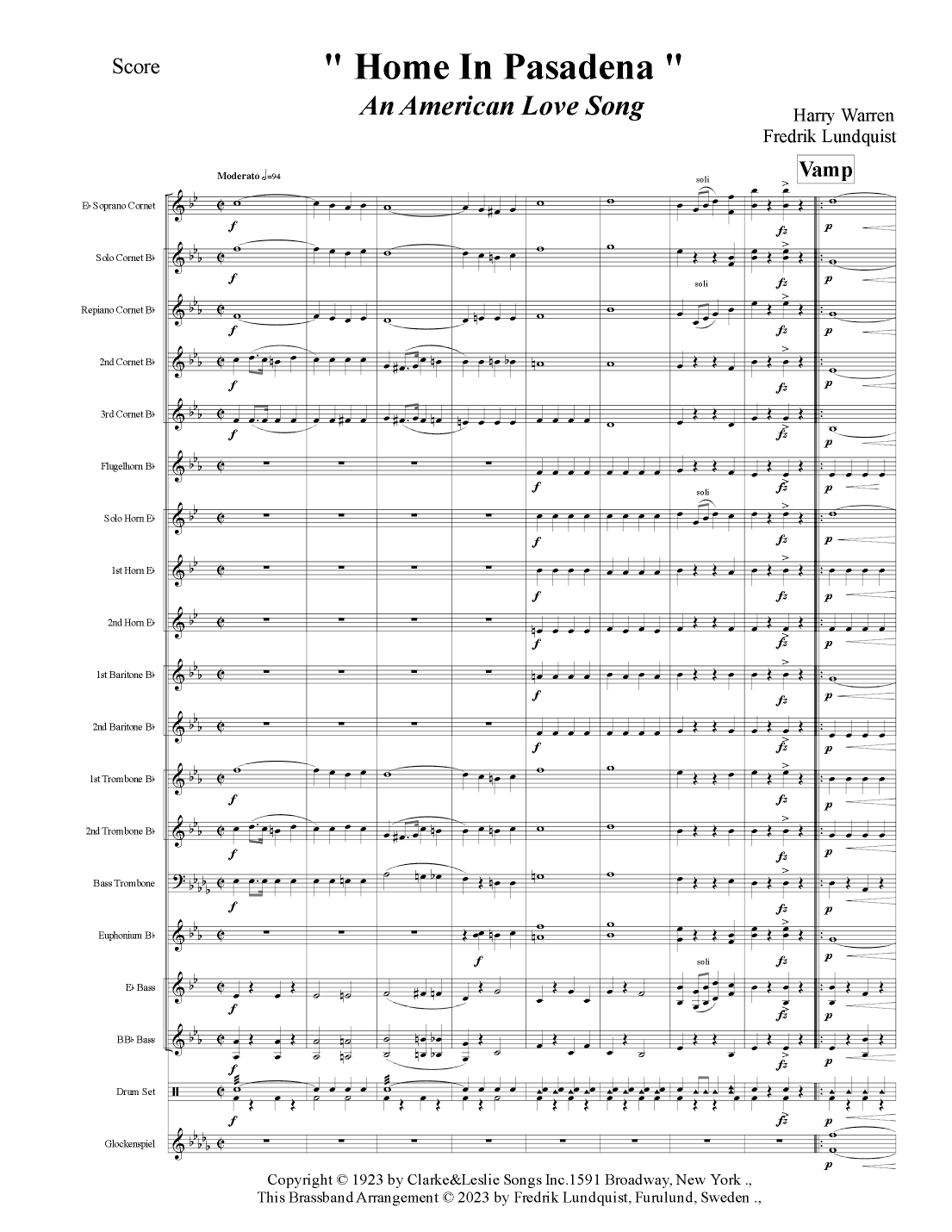 Pasadena (arr. Fredrik Lundquist)