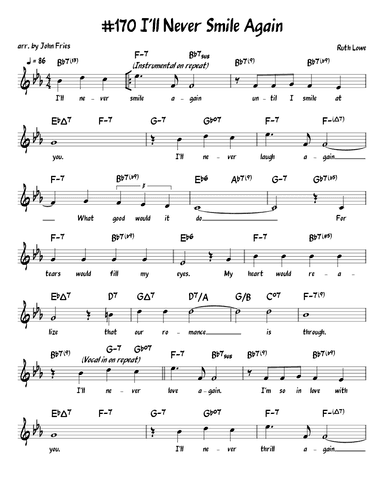 I'll Never Smile Again (arr. John Fries)