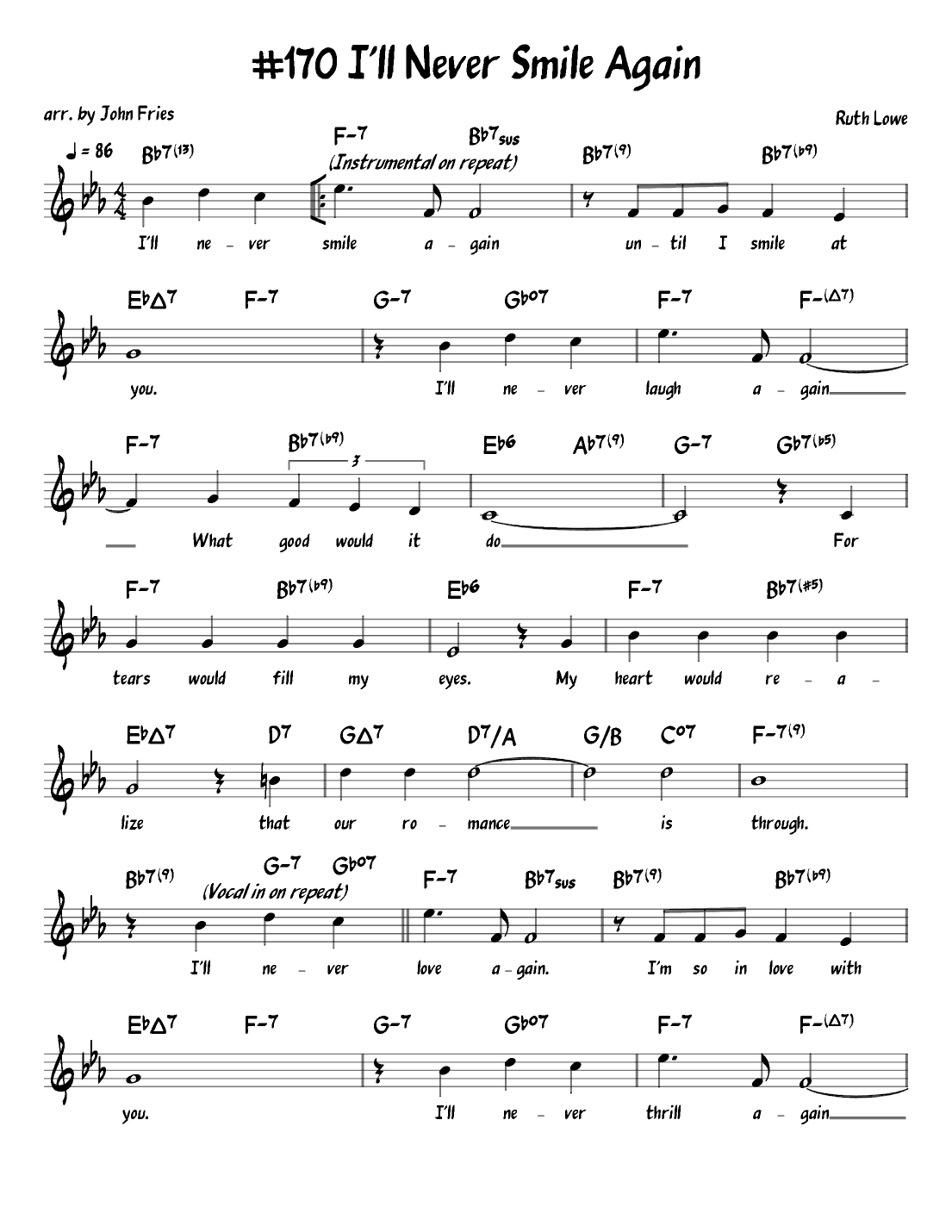 I'll Never Smile Again (arr. John Fries)