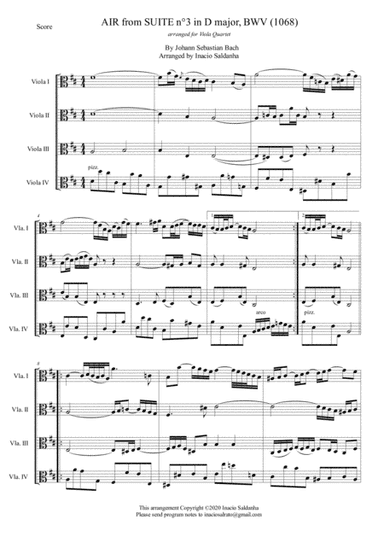 Aria from Suite n°3 in D major (BWV 1068) (arr. Inacio Saldanha)