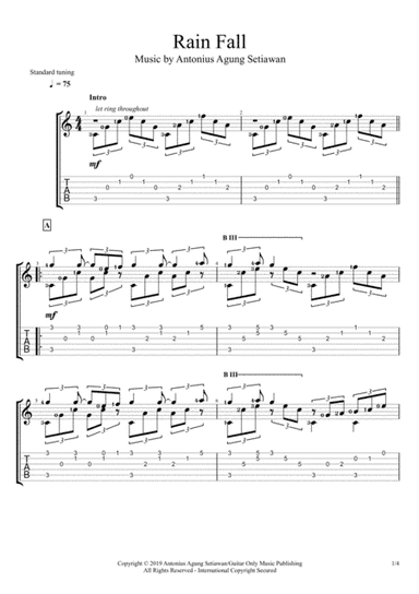 Rain Fall (Solo Guitar Tablature)