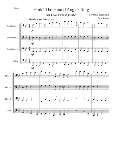 Hark! The Herald Angels Sing (Low Brass Quartet) (arr. Zach Snyder)