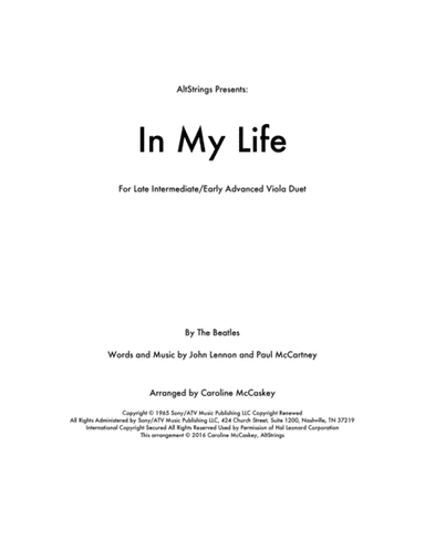 In My Life (arr. Caroline McCaskey)