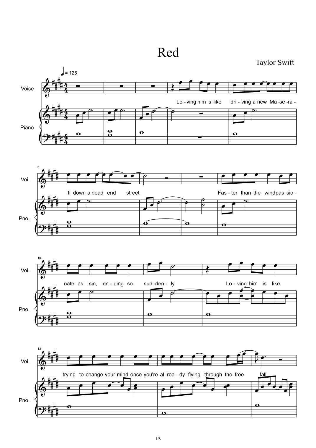 Red (arr. Taylor Swift)