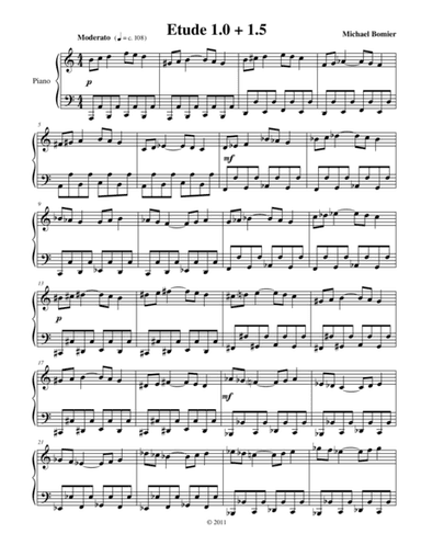 Etude 1.0 + 1.5 for Piano Solo from 25 Etudes using Symmetry, Mirroring and Intervals