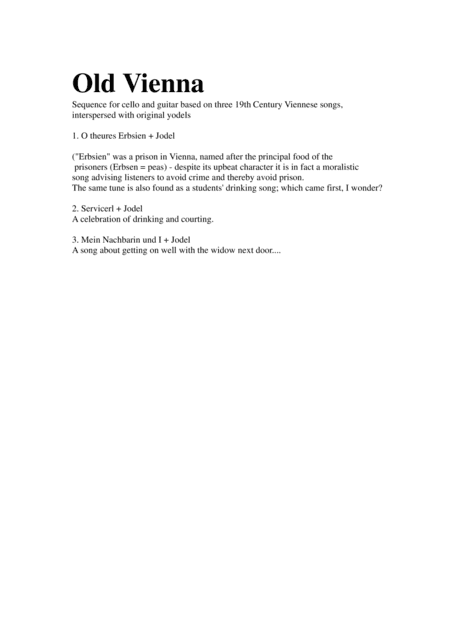 Old Vienna for cello and guitar (arr. David Warin Solomons)