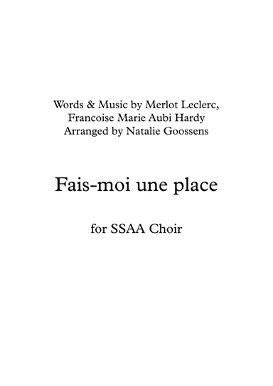 Fais-moi Une Place (arr. Natalie Goossens)