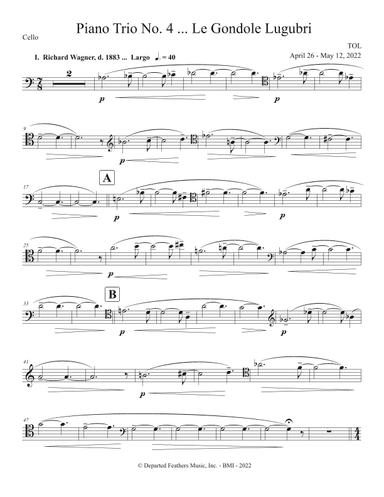 Piano Trio No. 4 ... Le Gondole Lugubri (2022) cello part