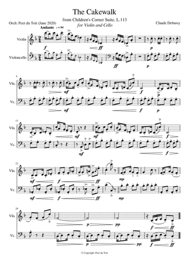 The Cakewalk from The Children's Corner, L.113 - C Debussy (Violin & Cello) (arr. Peet du Toit)