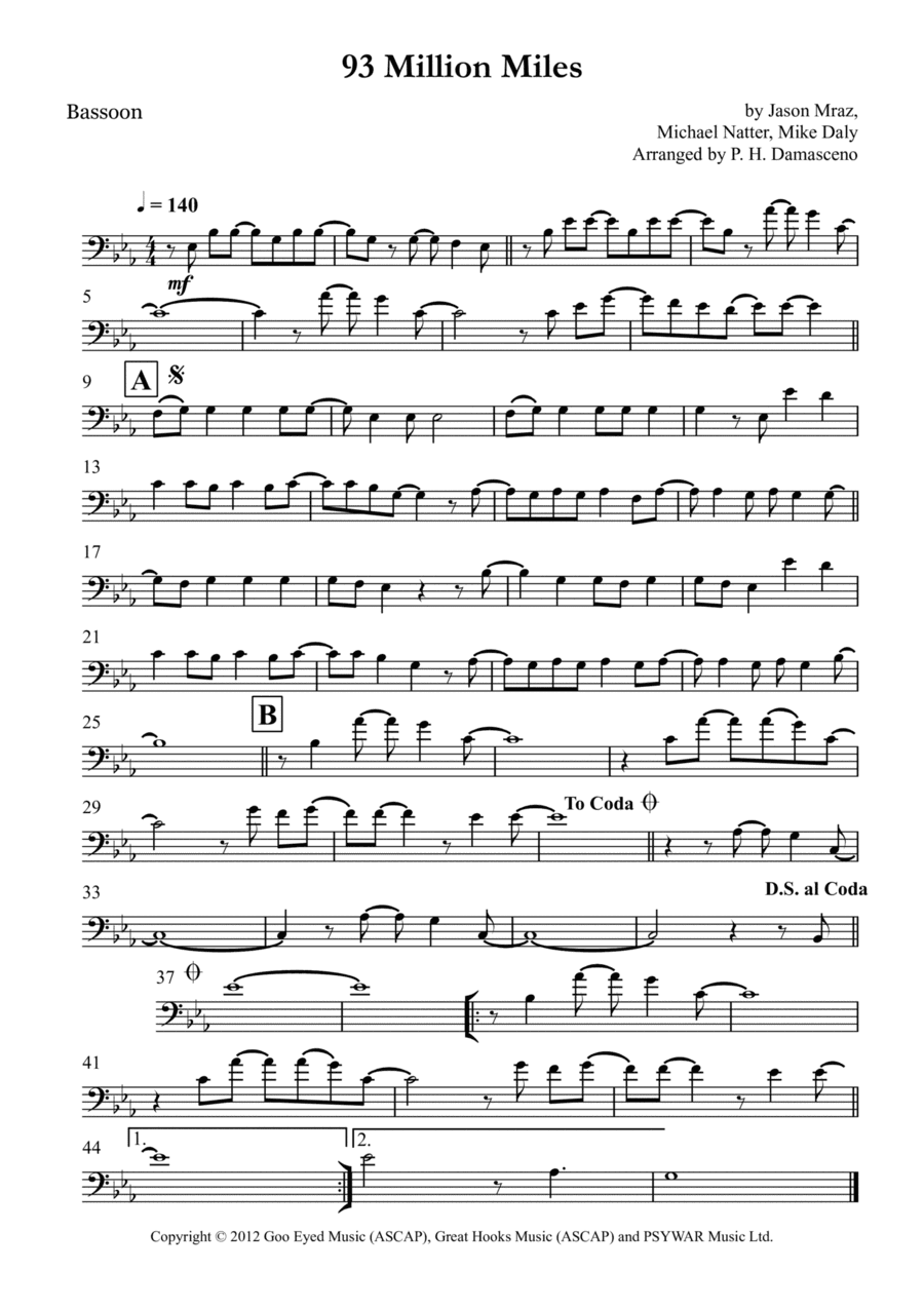 93 Million Miles (arr. P.H. Damasceno)