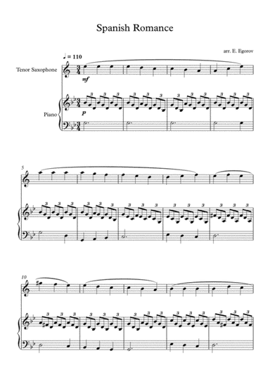 Spanish Romance, For Tenor Saxophone & Piano (arr. Eugene Egorov)