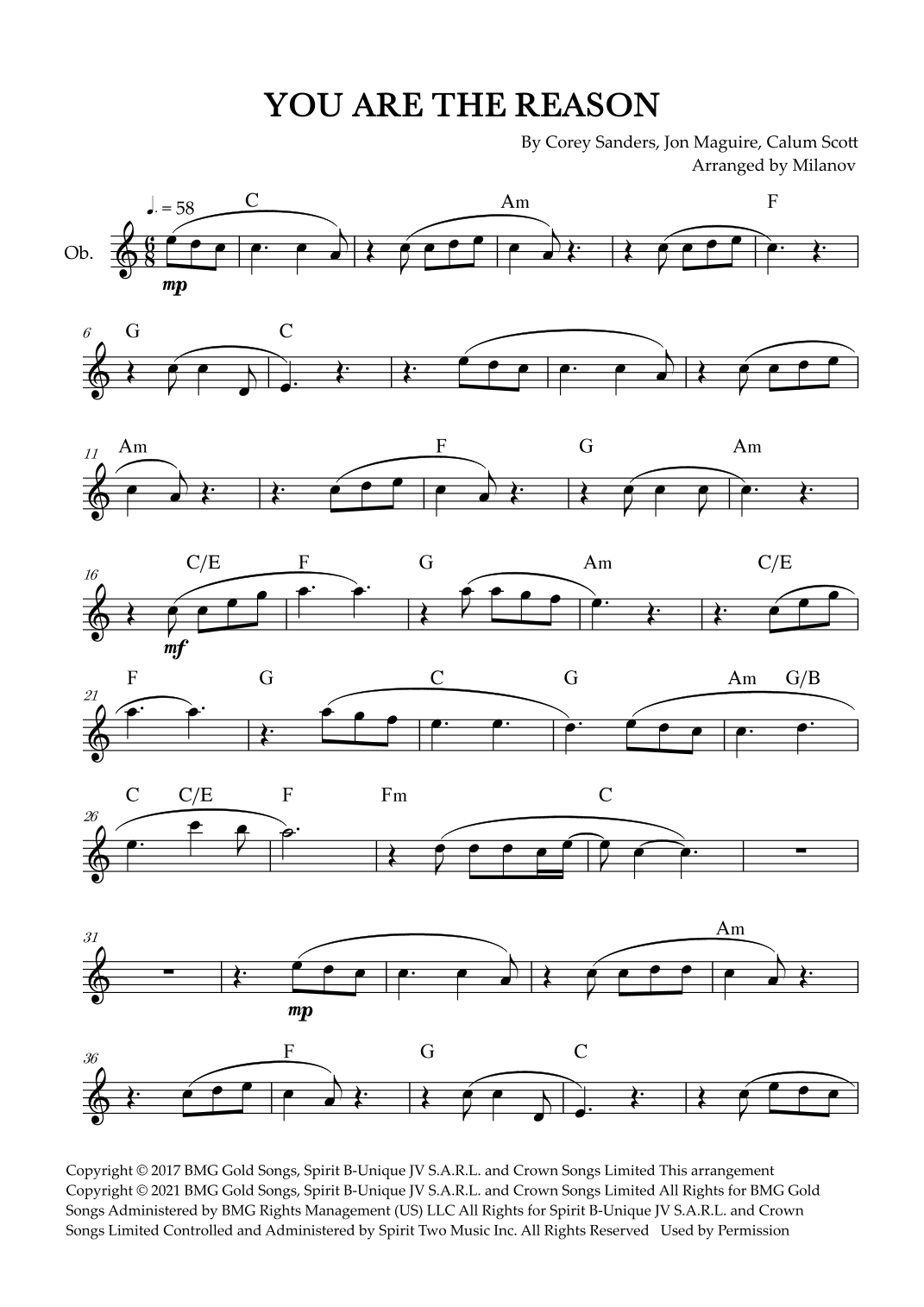 You Are The Reason (arr. Milanov)