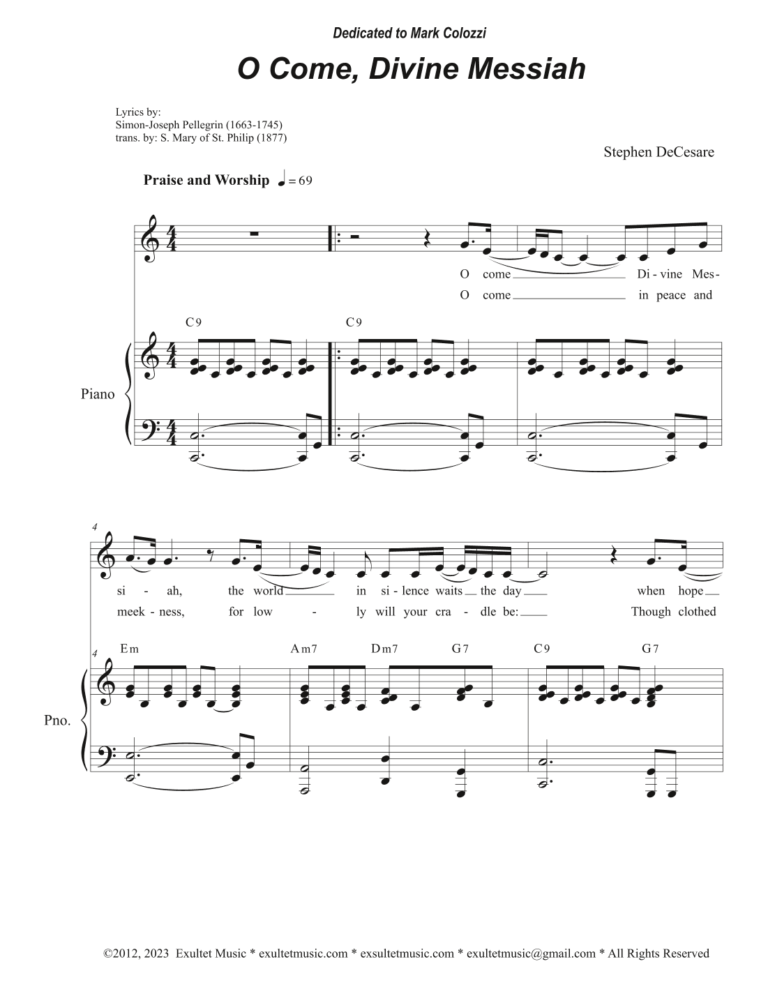 O Come, Divine Messiah (Vocal Solo)