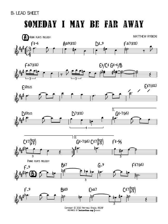 Someday I May Be Far Away (Bb Expanded Lead Sheet)