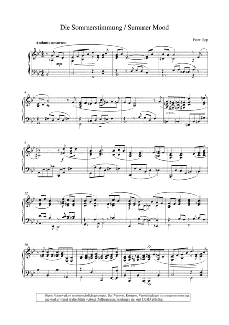 Summer Mood, (Piano Collection fuer Entertainer)