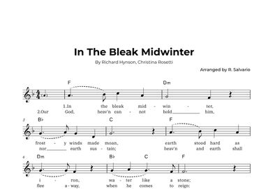 In The Bleak Midwinter (Key of F Major) (arr. R. Salvario)