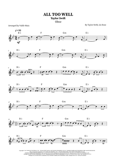 All Too Well (arr. Valdir Maia)