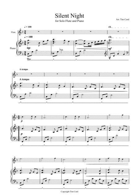 Silent Night for Solo Flute and Piano (arr. Tim Curd)