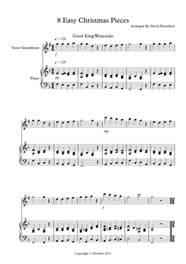 8 Easy Christmas Pieces for Tenor Saxophone And Piano (arr. David Burndrett)