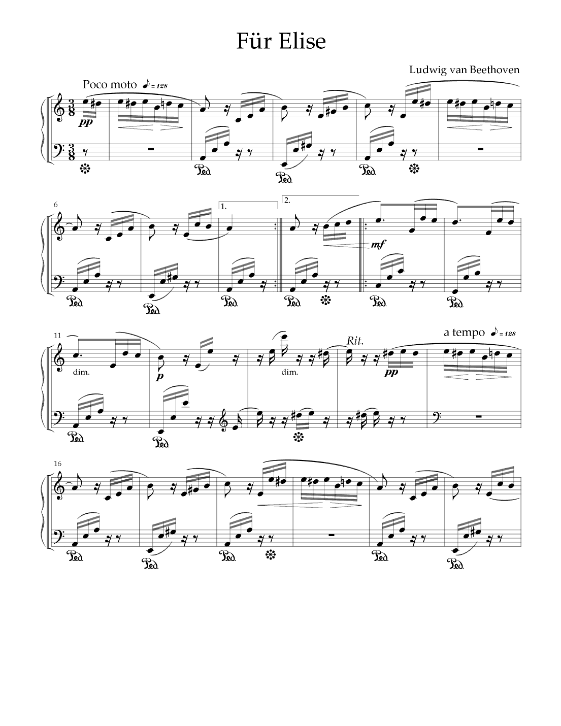 Fur Elise - Beethoven (Piano Solo) (arr. KP82 Music)