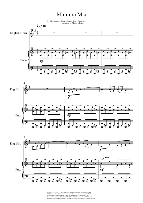 Mamma Mia (arr. Matthew pyeon)