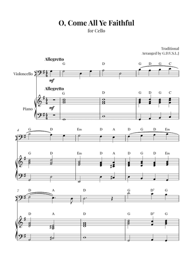 O, Come All Ye Faithful (arr. G.D.V.S.L.J)