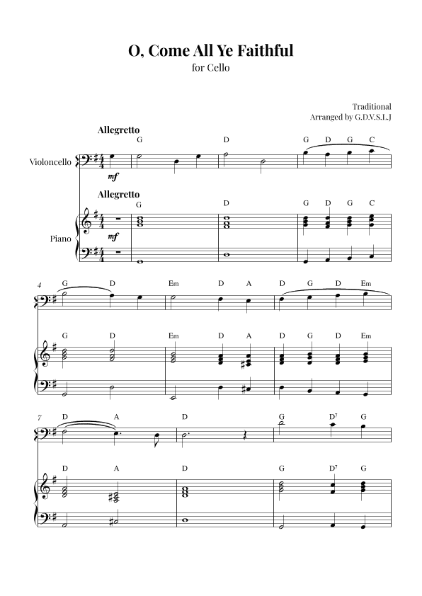 O, Come All Ye Faithful (arr. G.D.V.S.L.J)