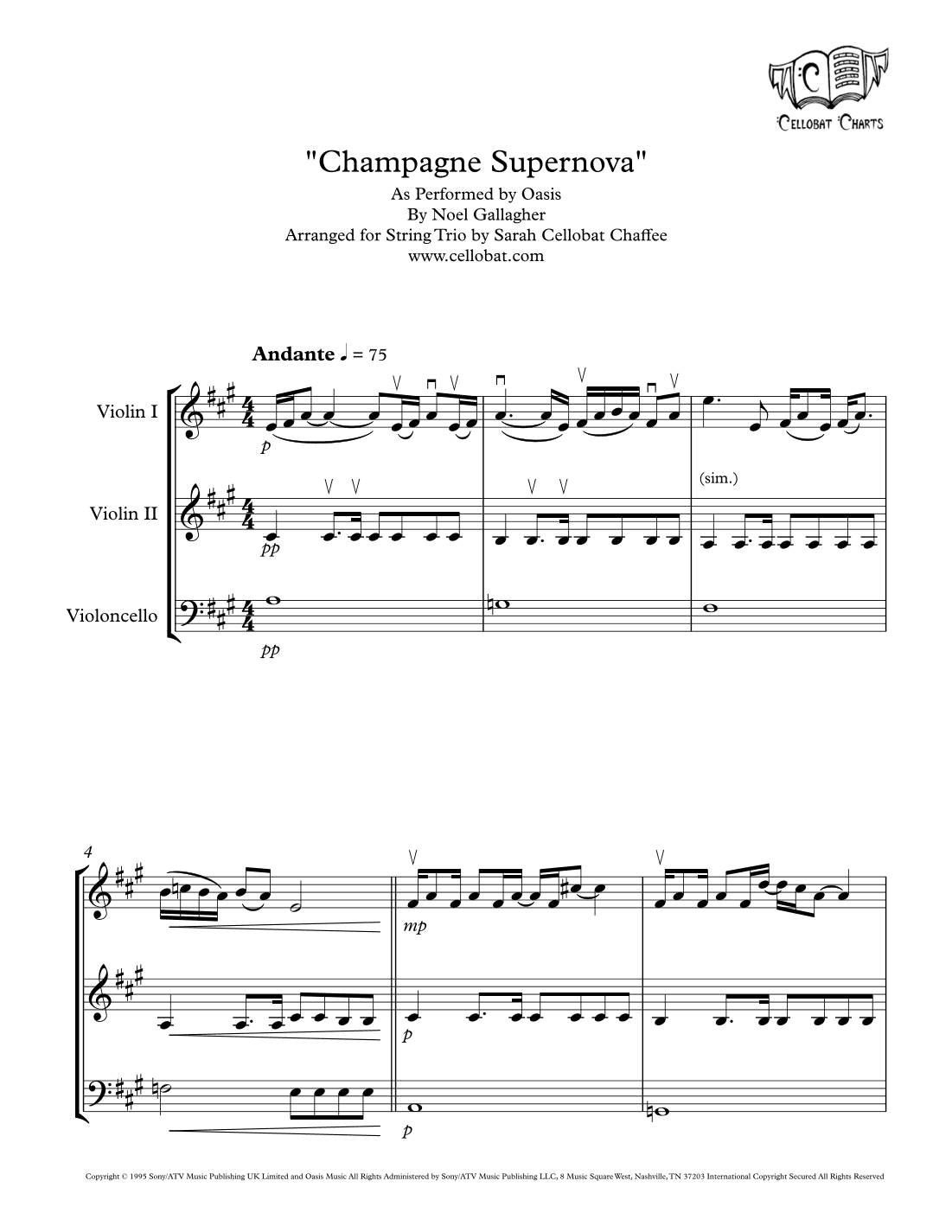 Champagne Supernova (arr. Sarah Cellobat Chaffee)