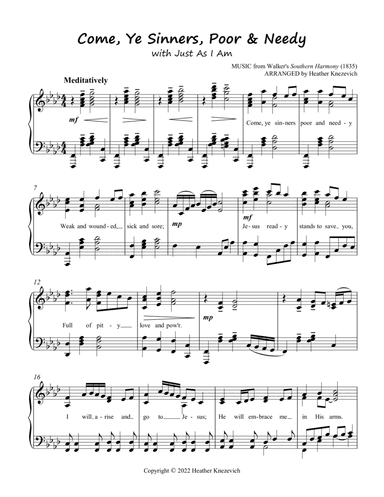 Come, Ye Sinners, Poor and Needy with Just As I Am - advanced piano (arr. Heather Knezevich)