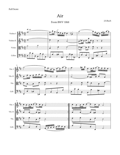 Bach - Air for string quartet (Score&Parts) (arr. MPS)