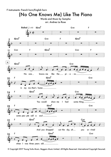 (no One Knows Me) Like The Piano (arr. Andrea La Rose)