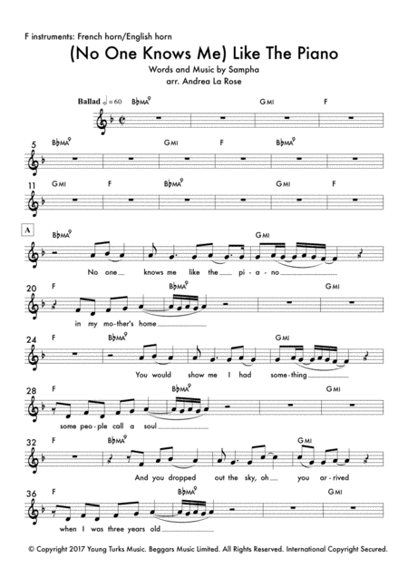 (no One Knows Me) Like The Piano (arr. Andrea La Rose)