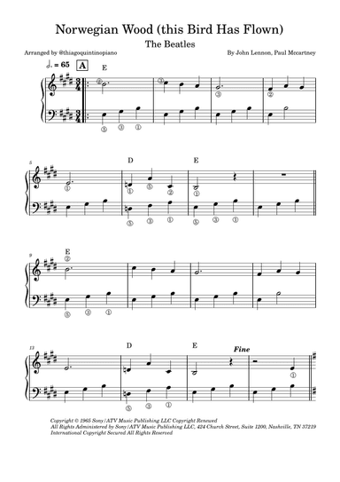 Norwegian Wood (this Bird Has Flown) (arr. @thiagoquintinopiano)