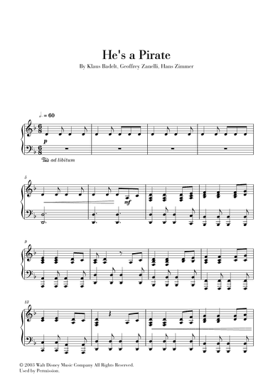 He's A Pirate (arr. Cadenza Editions)