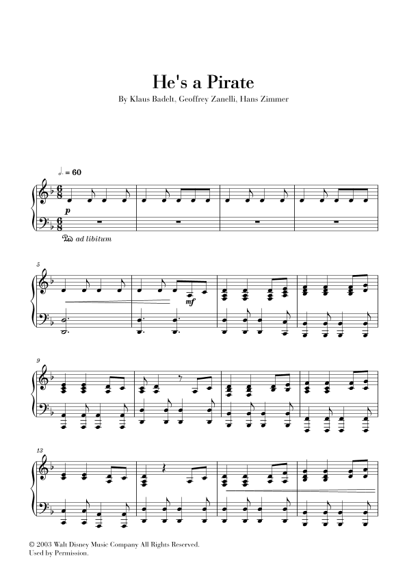 He's A Pirate (arr. Cadenza Editions)