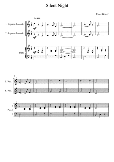 Franz Gruber - Silent Night (Soprano Recorder Duo) (arr. André Laitano)