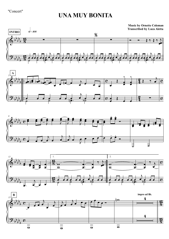 Una Muy Bonita (arr. Luca Aletta)