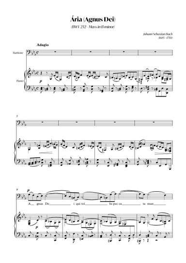 Aria (Agnus dei) from the Mass in B Minor (BACH) - Baritone Cm (arr. André Alberto Santos)