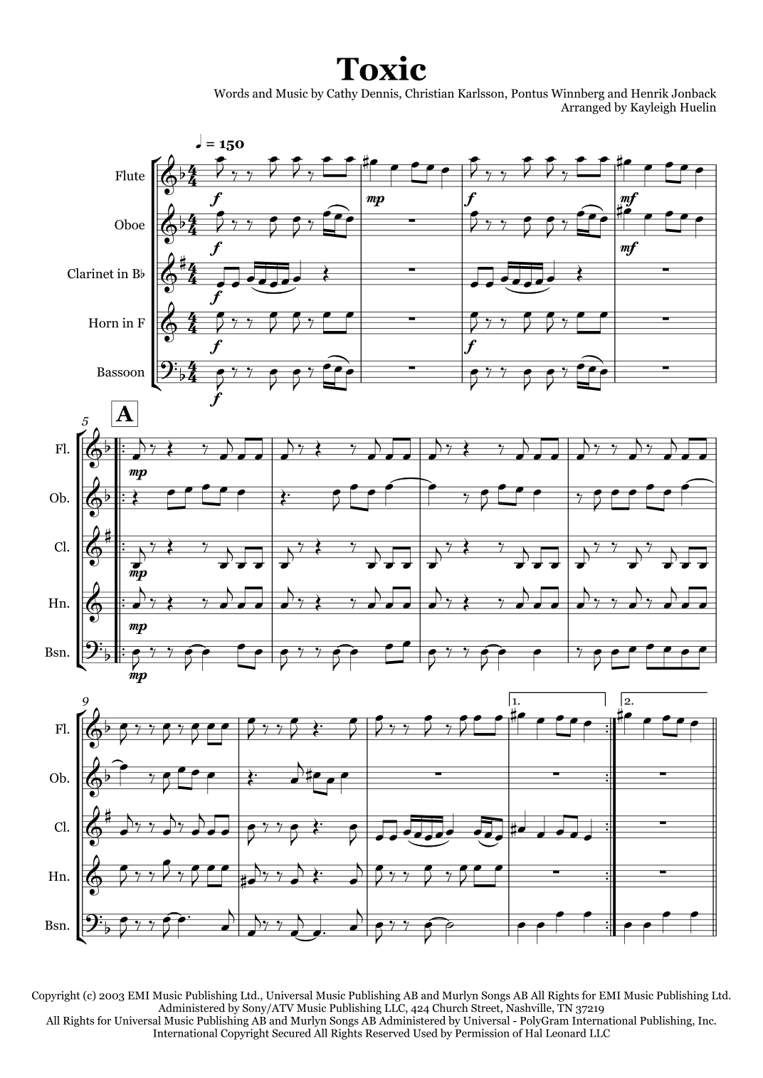 Toxic (arr. Kayleigh Huelin)