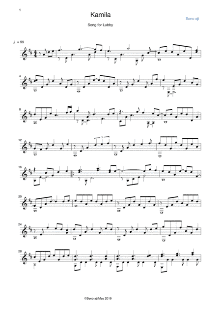 Kamila (Song for Lubby) for Guitar