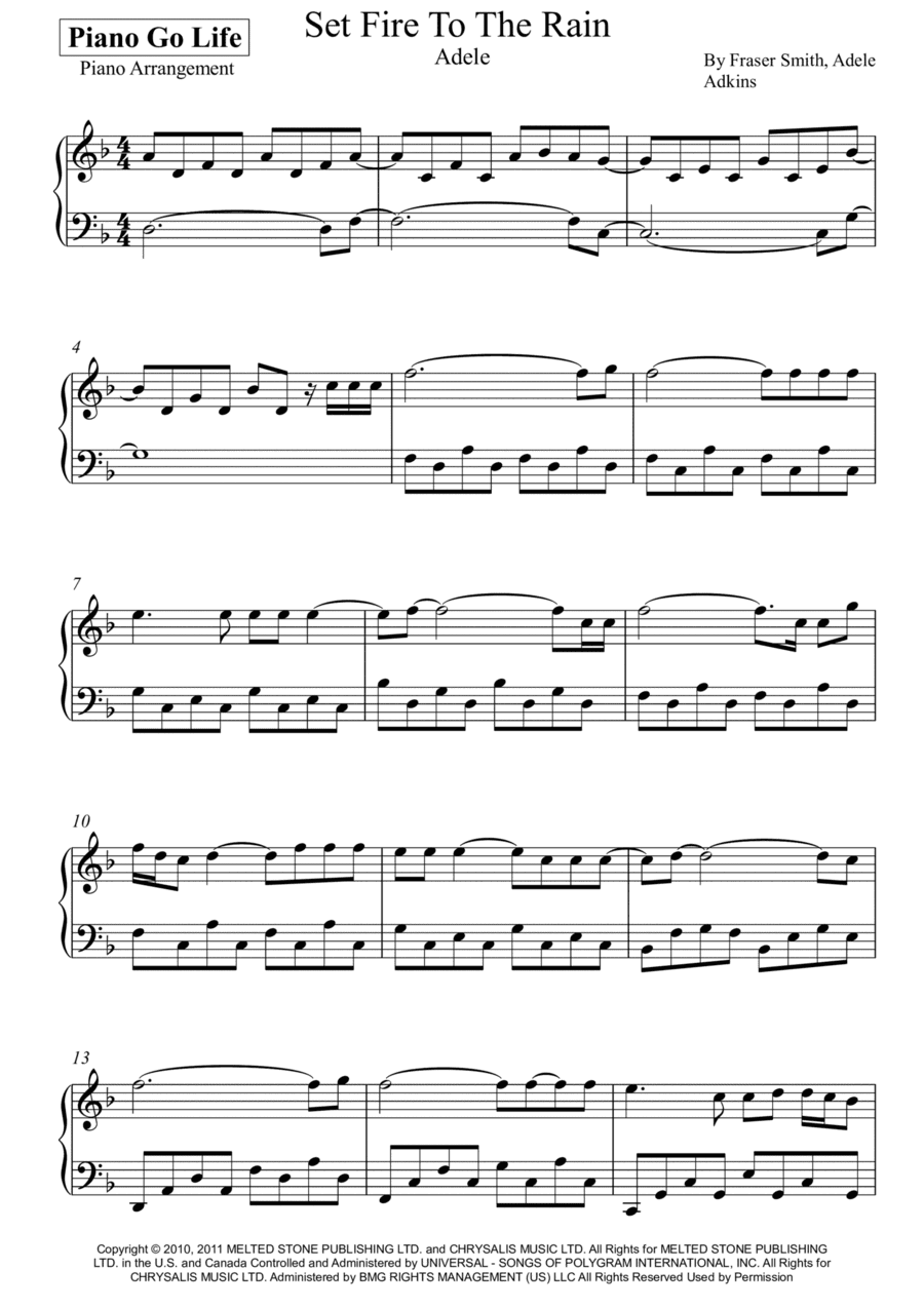 Set Fire To The Rain (arr. Piano Go Life)