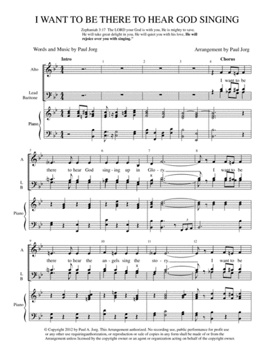 I WANT TO BE THERE TO HEAR GOD SINGING - Mixed trio  with piano accompaniment.
