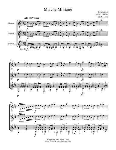 Marche Militaire (Guitar Trio) - Score and Parts (arr. Kevin Love)