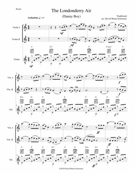 The Londonderry Air (Oh Danny Boy) for 2 violins and guitar (arr. David Warin Solomons)