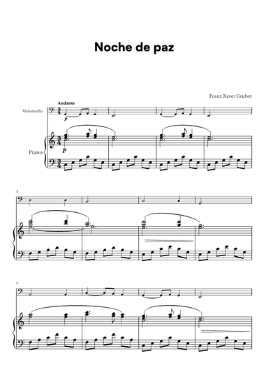 Franz Xaver Gruber - Noche de paz (for Cello and Piano) (arr. Cadenza Editions)
