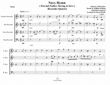 Navy Hymn (Eternal Father, Strong to Save) - Recorder Quartet (SATB) - Intermediate (arr. Dennis Ruello)