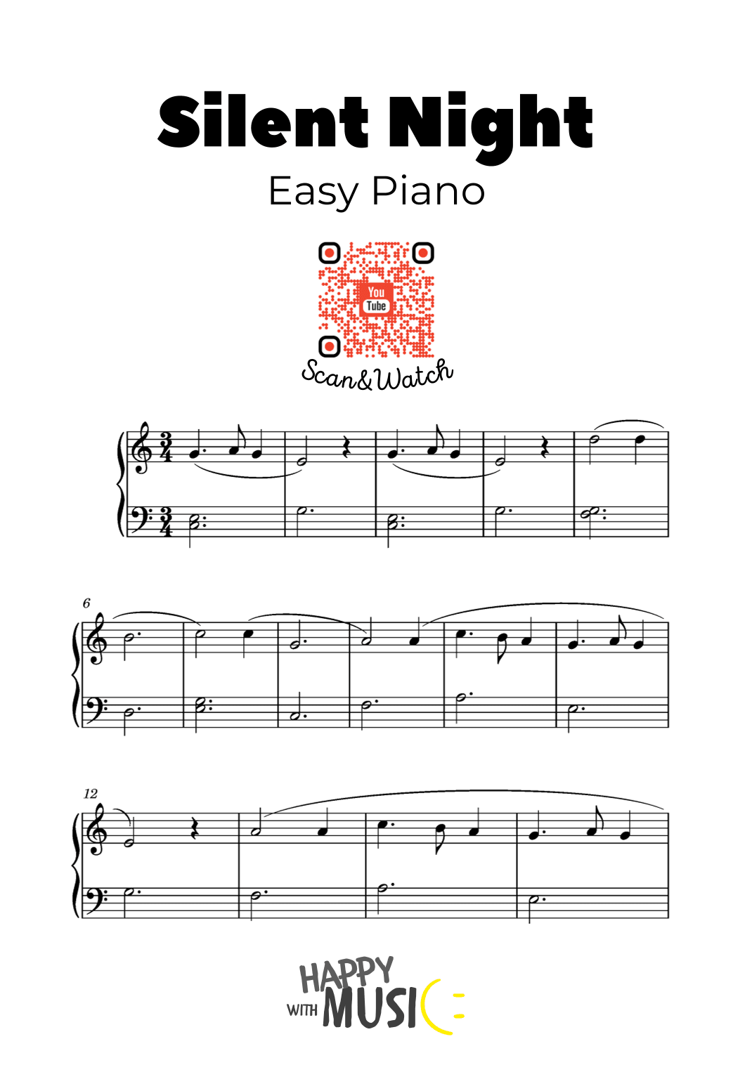 Silent Night Easy Piano Version for beginners (arr. Easy Piano)