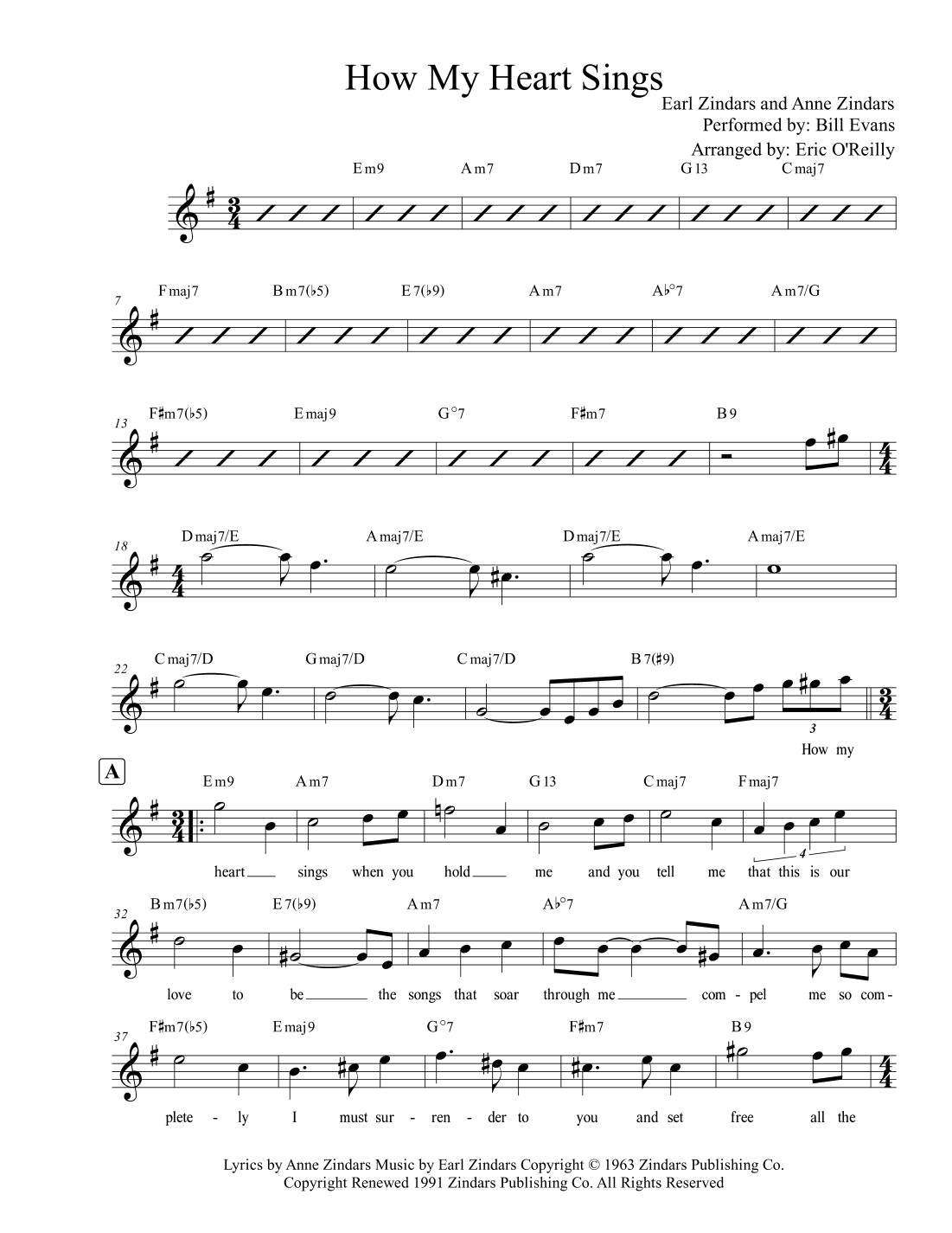How My Heart Sings (arr. Eric O'Reilly)