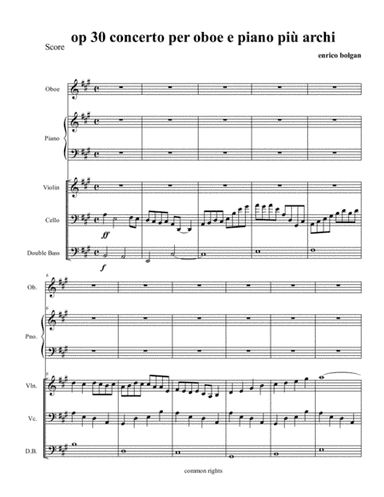 Op 30 concerto per pianoforte e Oboe solisti più archi Terzo Tempo